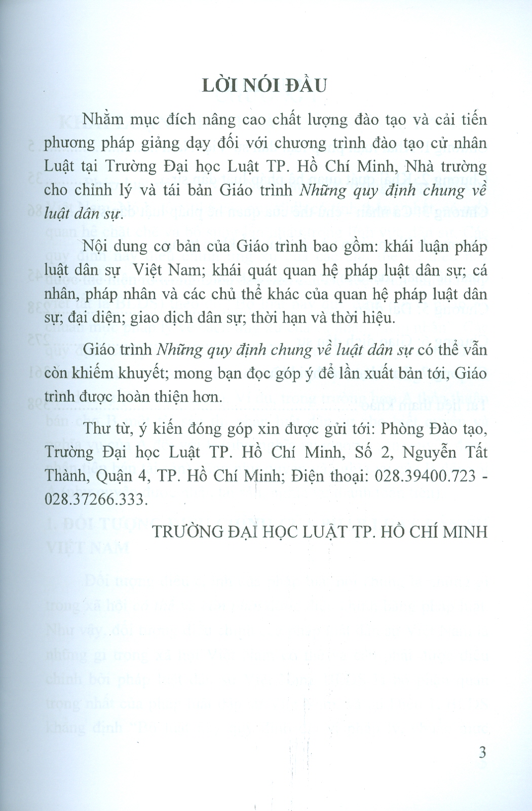 Giáo Trình NHỮNG QUY ĐỊNH CHUNG VỀ LUẬT DÂN SỰ