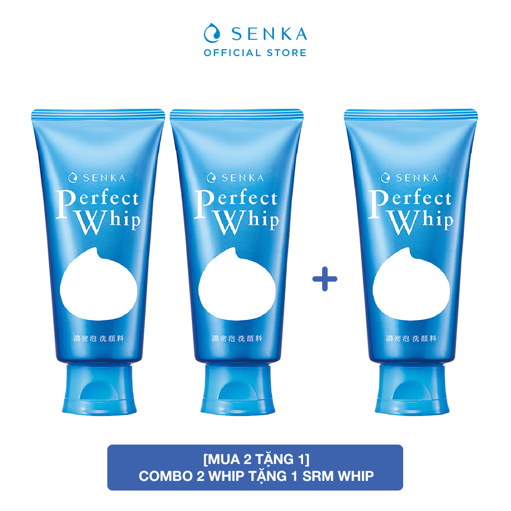 Combo 2 Sữa rửa mặt tạo bọt chiết xuất tơ tằm trắng Senka Perfect Whip 120g TẶNG 1 Senka Perfect Whip 120g