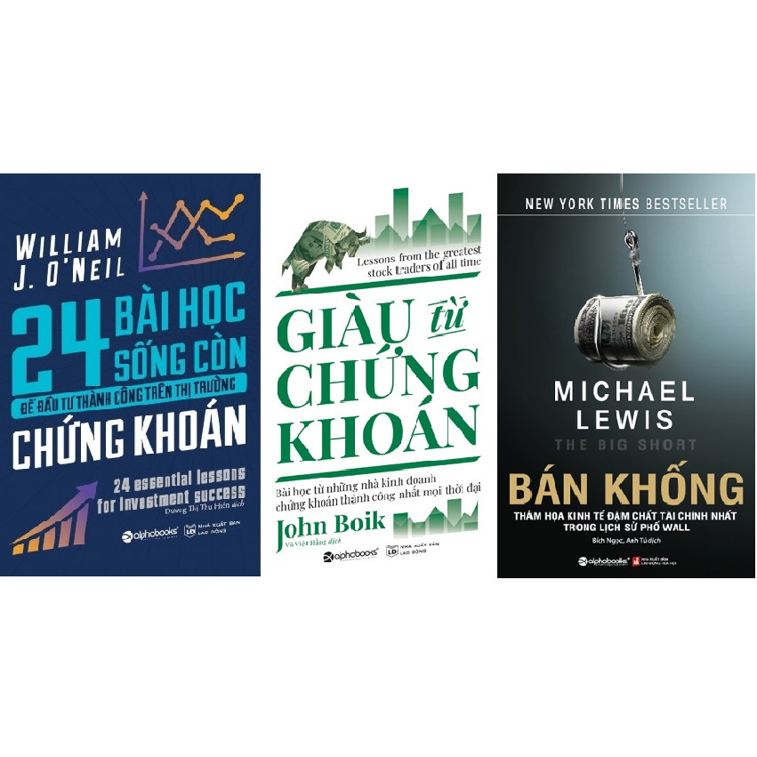 Combo 3 cuốn - Bán khống + 24 bài học sống còn để đầu tư thành công trên thị trường + Giàu từ chứng khoán