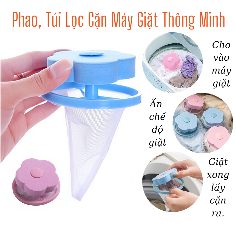 Combo 2 Phao lọc cặn bẩn máy giặt, túi vợt lông sợi, lọc mọi chất bẩn trong máy giặt nhà bạn Mihoco 2011-Giao màu ngẫu nhiên