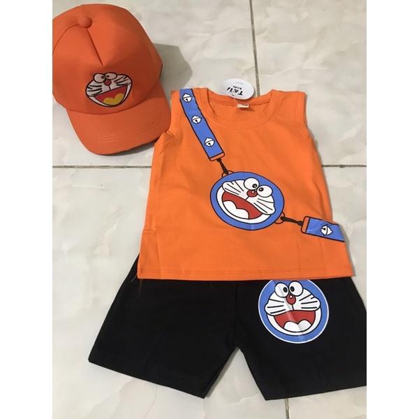 Sét Đô rê mon ba lỗ kèm mũ cho bé trai lemaihuongtc5 Monmonkid