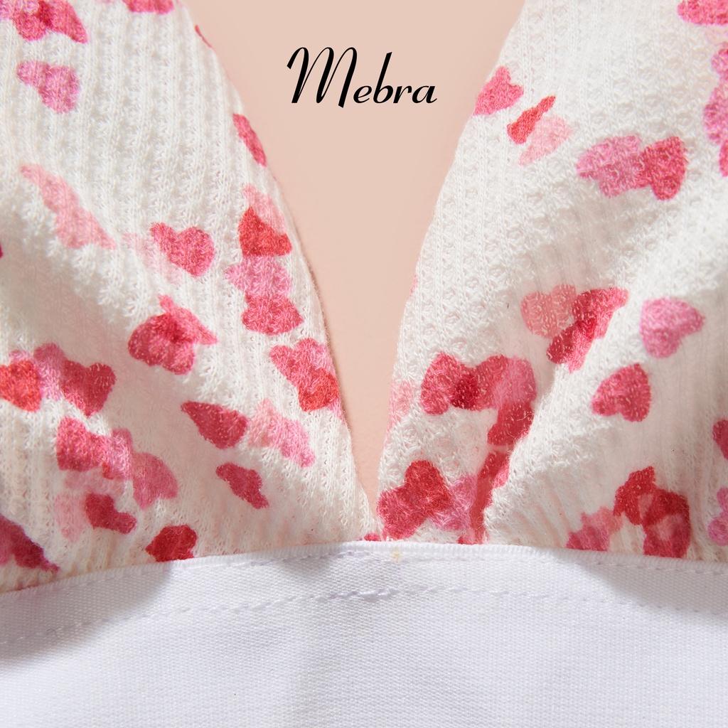 Áo bra không gọng, chất liệu cotton mềm mại, thoáng mát, họa tiết trái tim Mebra