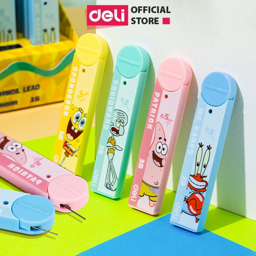 Bút chì kim Scribe màu pastel ngòi 0.5mm/0.7mm Deli, Bút chì bấm cơ học có đầu tẩy thiết kế chồng gãy ngòi