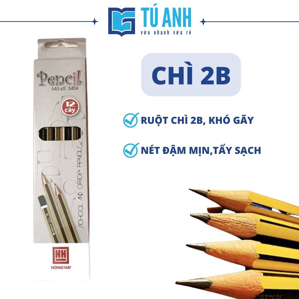 Bút chì 2B ABC Hồng Hà không tẩy 3404