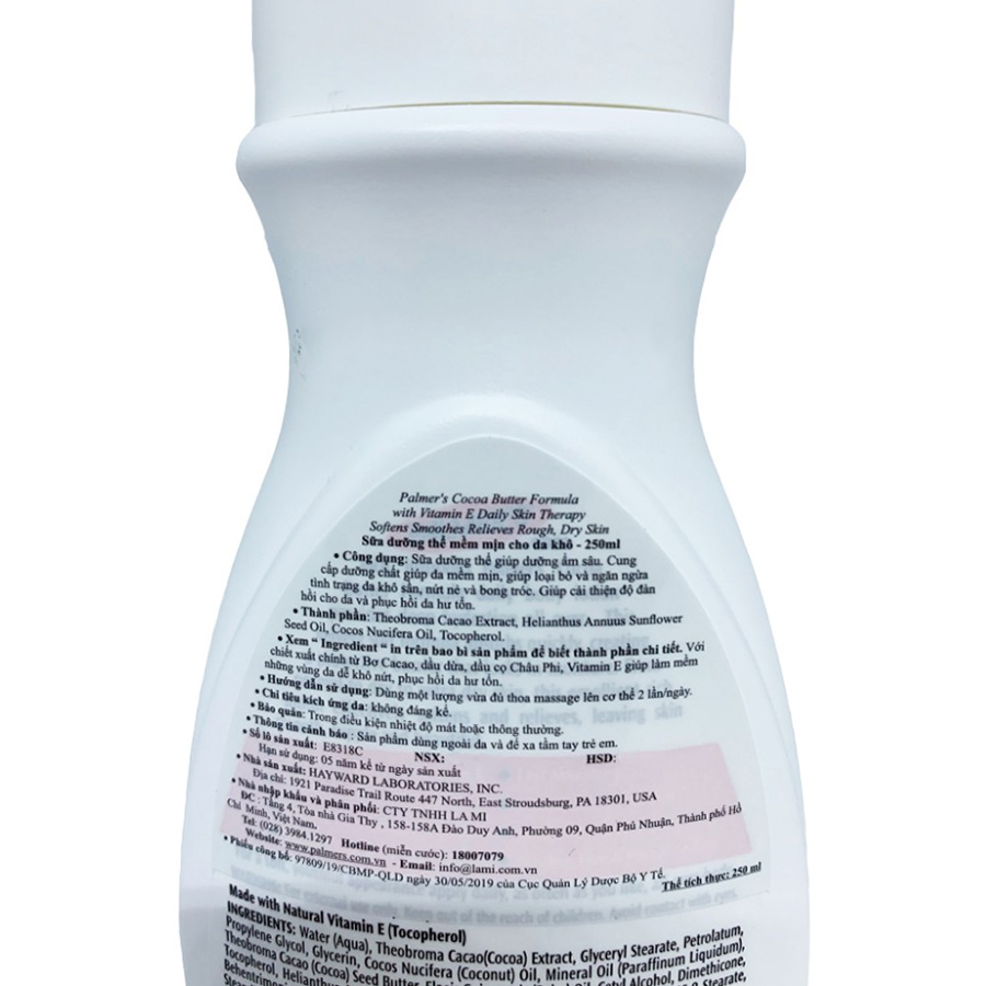 Sữa Dưỡng Thể Mềm Mịn Cho Da Khô Bơ Cacao Palmer’S Cocoa Butter Formula With Vitamin E