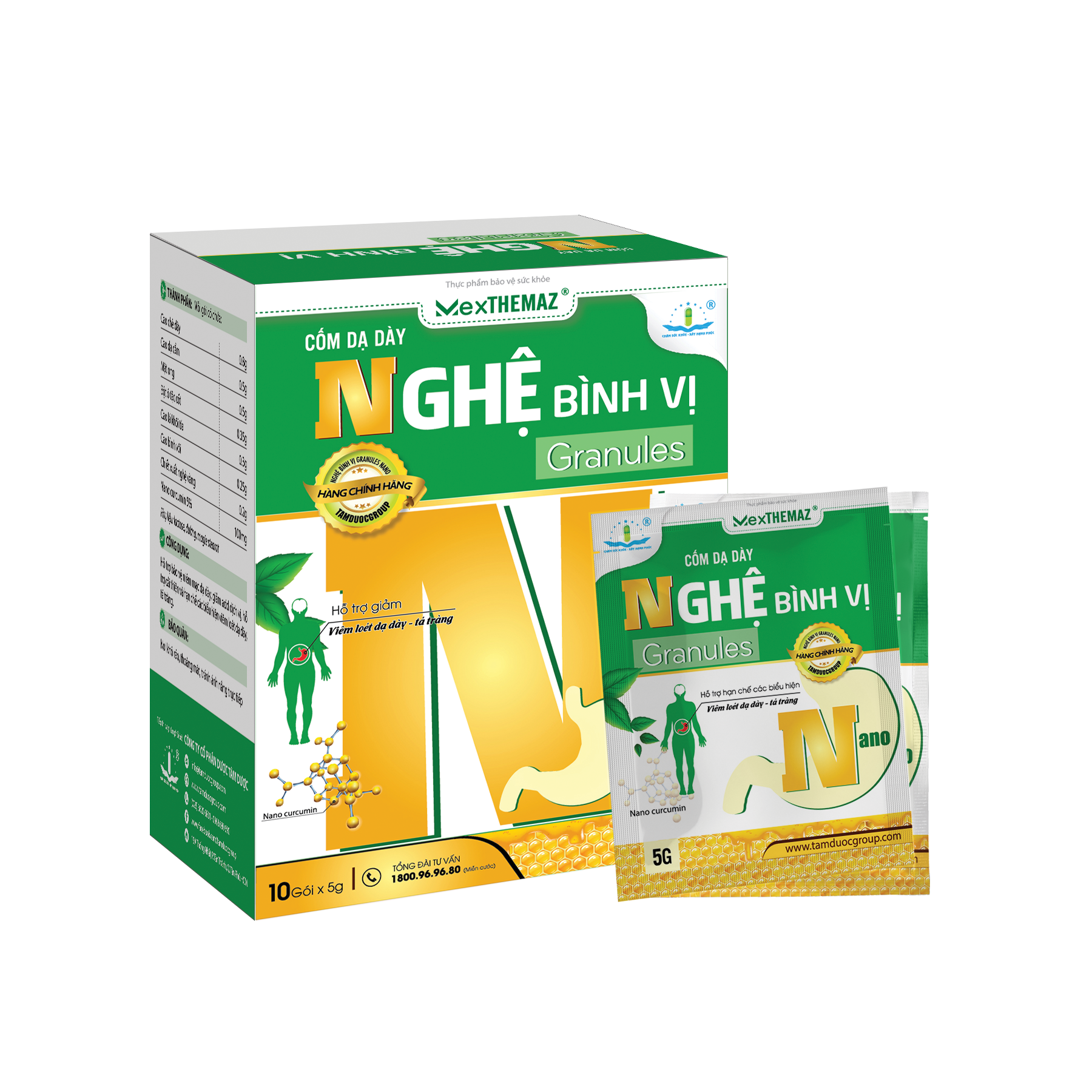 CỐM DẠ DÀY NGHỆ BÌNH VỊ GRANULES NANO Giảm Tình Trạng Viêm Loét Dạ Dày Tá Tràng, Đầy Hơi, Ợ Chua, Khó Tiêu