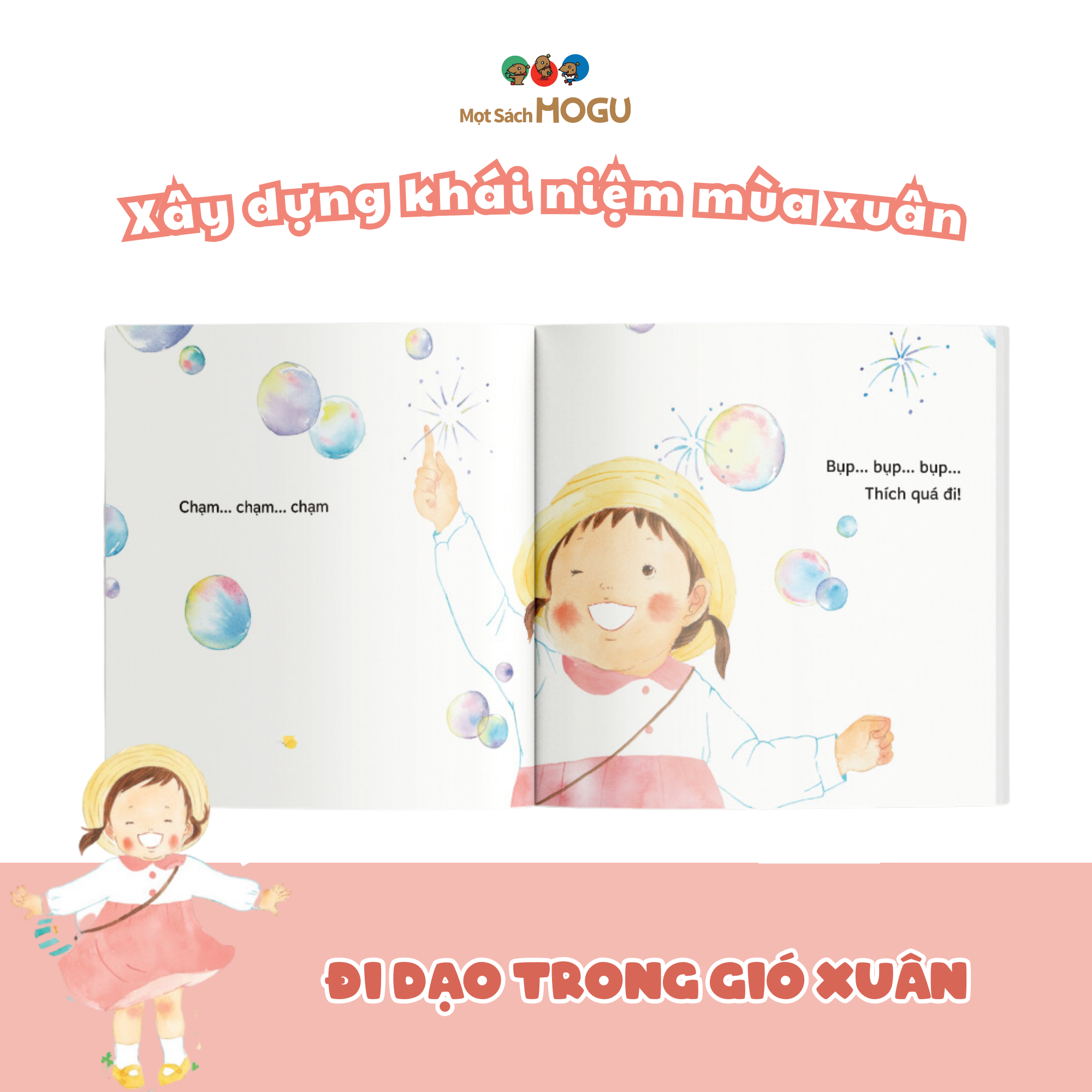 Sách Ehon cho bé 1 3 tuổi - Đi dạo trong gió xuân (Tranh truyện ehon Nhật Bản)