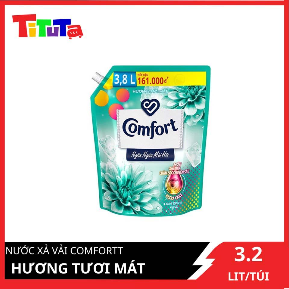 Nước Xả Làm Mềm Vải 3.2L Comfort Chăm Sóc Chuyên Sâu Giữ Màu &amp; Bền Vải, Ngăn Ngừa Mùi Hôi Hương Tươi Mát Đậm Đặc Một Lần Xả