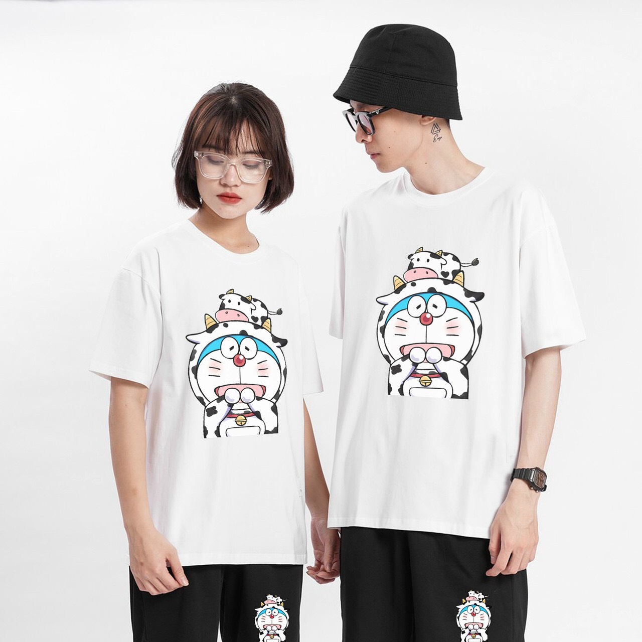 SET BỘ COTTON HOẠT HÌNH BÒ SỮA SS1 UNISEX Cho Nam và Nữ