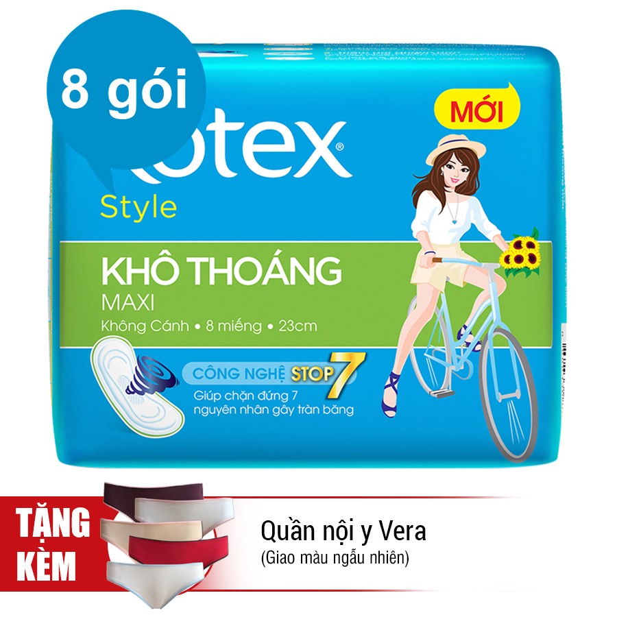 Combo 8 Gói Băng Vệ Sinh Kotex Khô Thoáng LST Maxi Không Cánh (8 Miếng / Gói)