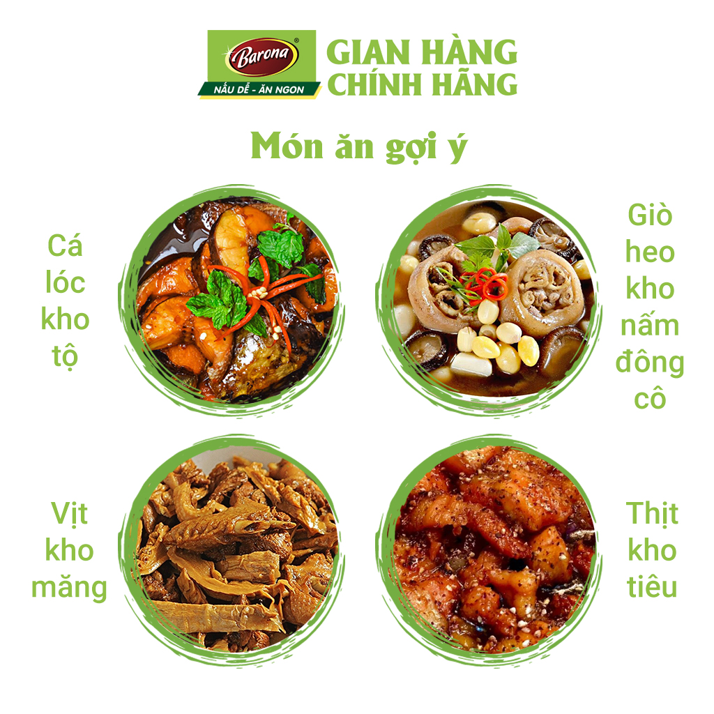 Combo 3 gói Xốt Gia vị hoàn chỉnh Barona - Cá/ thịt kho 80gr