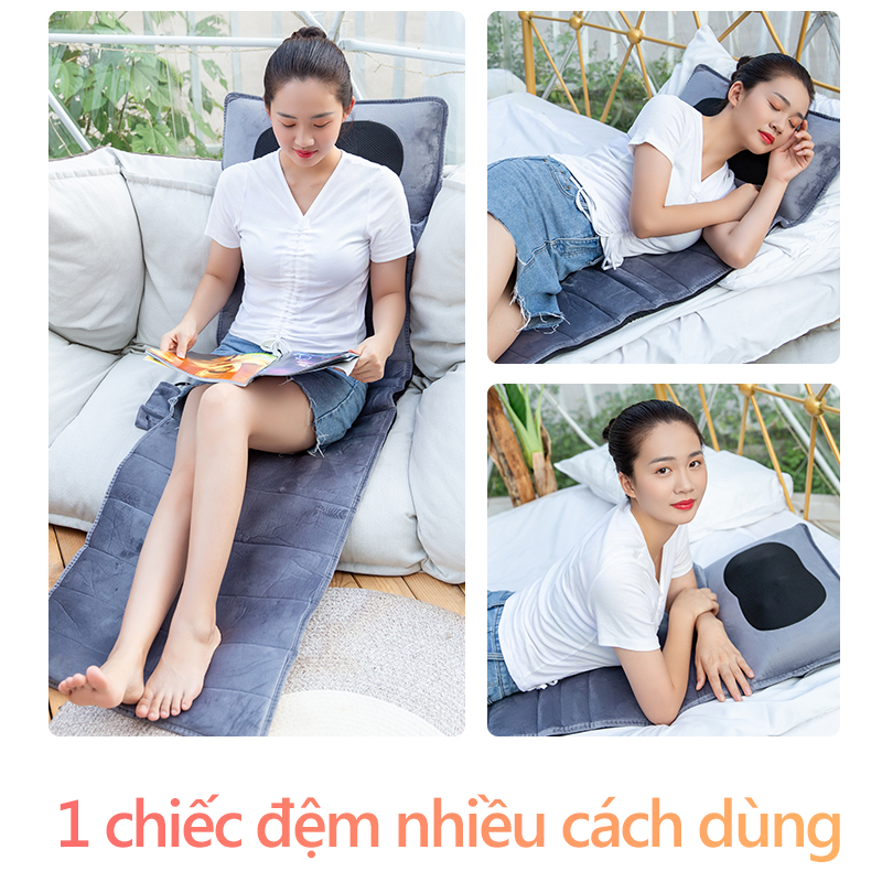 Đệm massage máy mát xa thông minh có thể nằm ngồi tựa lưng có chườm nóng