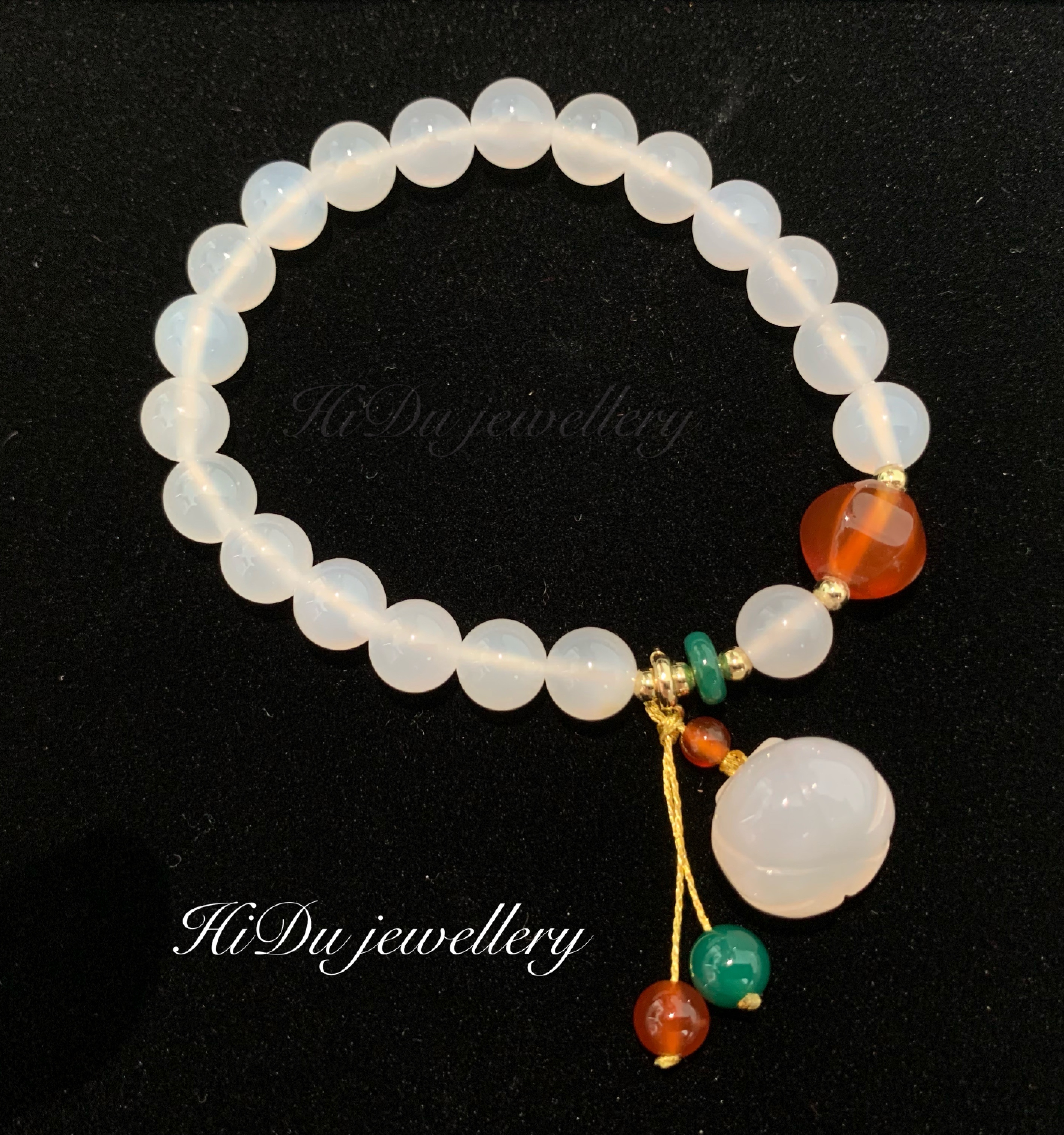 Vòng tay mã não trắng 8mm