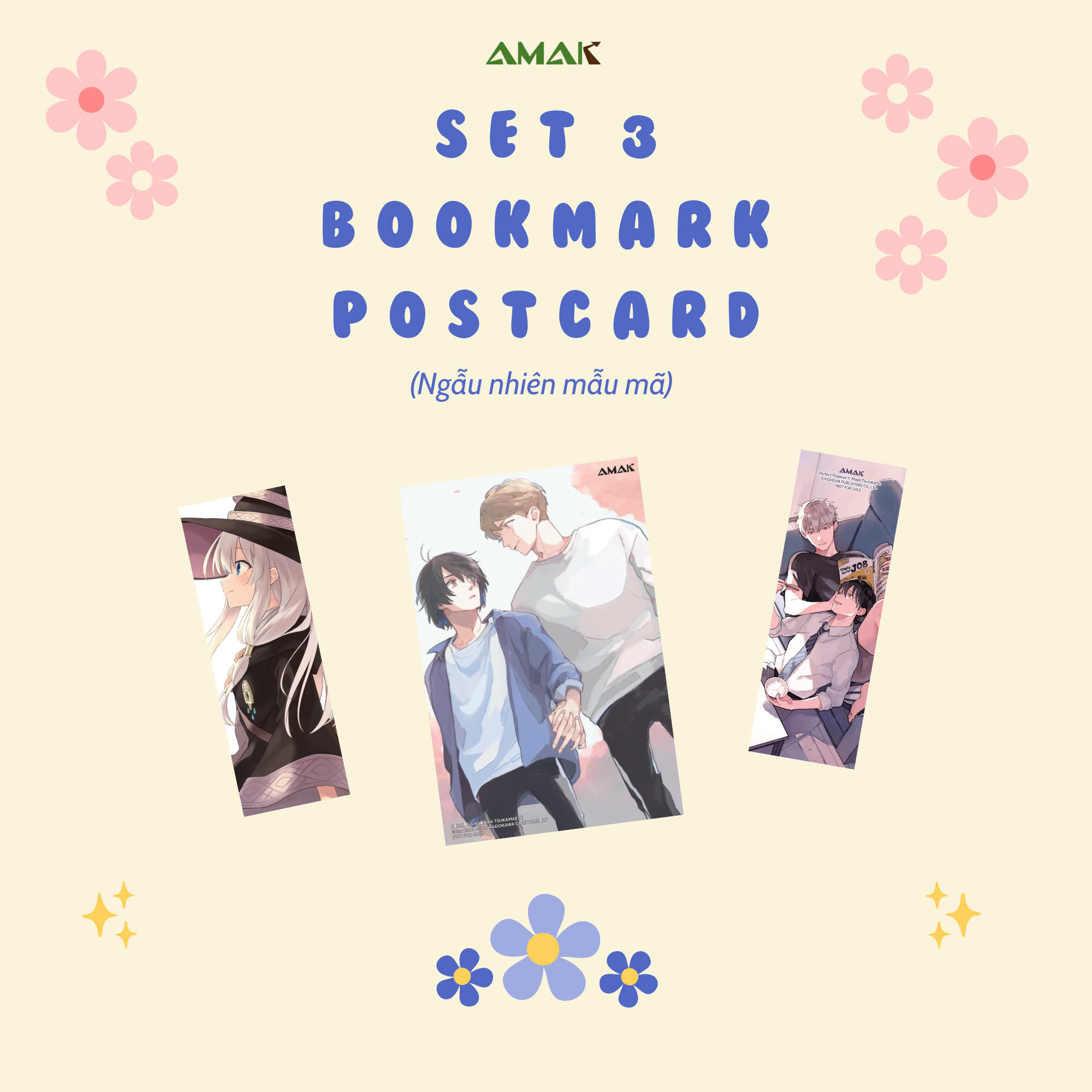 [Gift - Không bán] Set 3 Bookmark &amp; Postcard ngẫu nhiên