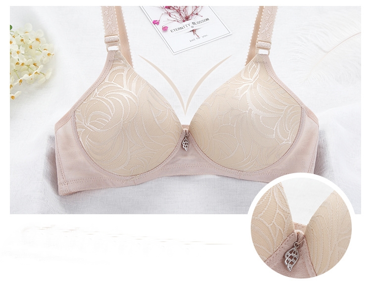 Áo lót trơn không gọng mút đệm vừa cotton thêu vân gân lá