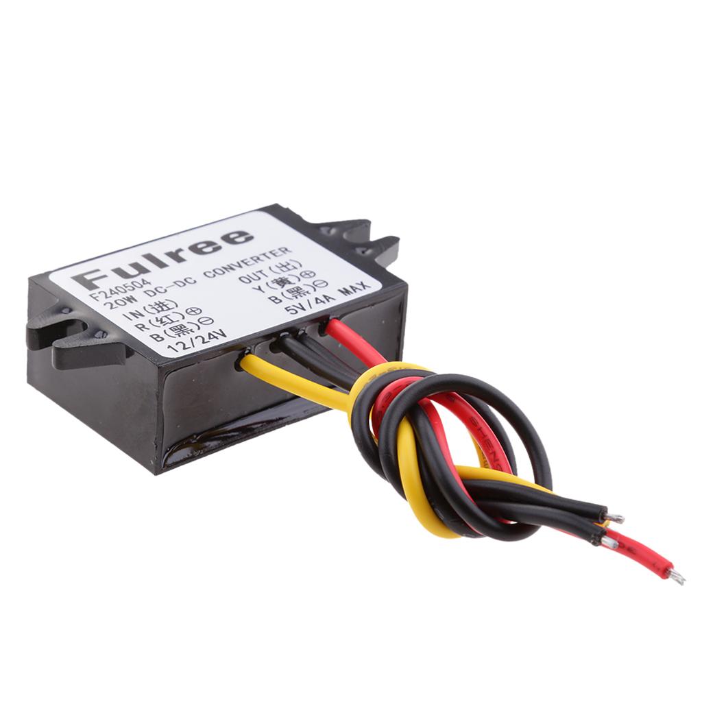 DC Volt Converter 8-36V 12V/24V Step Down to 5V 4A/20W Car LED Power Supply Waterproof