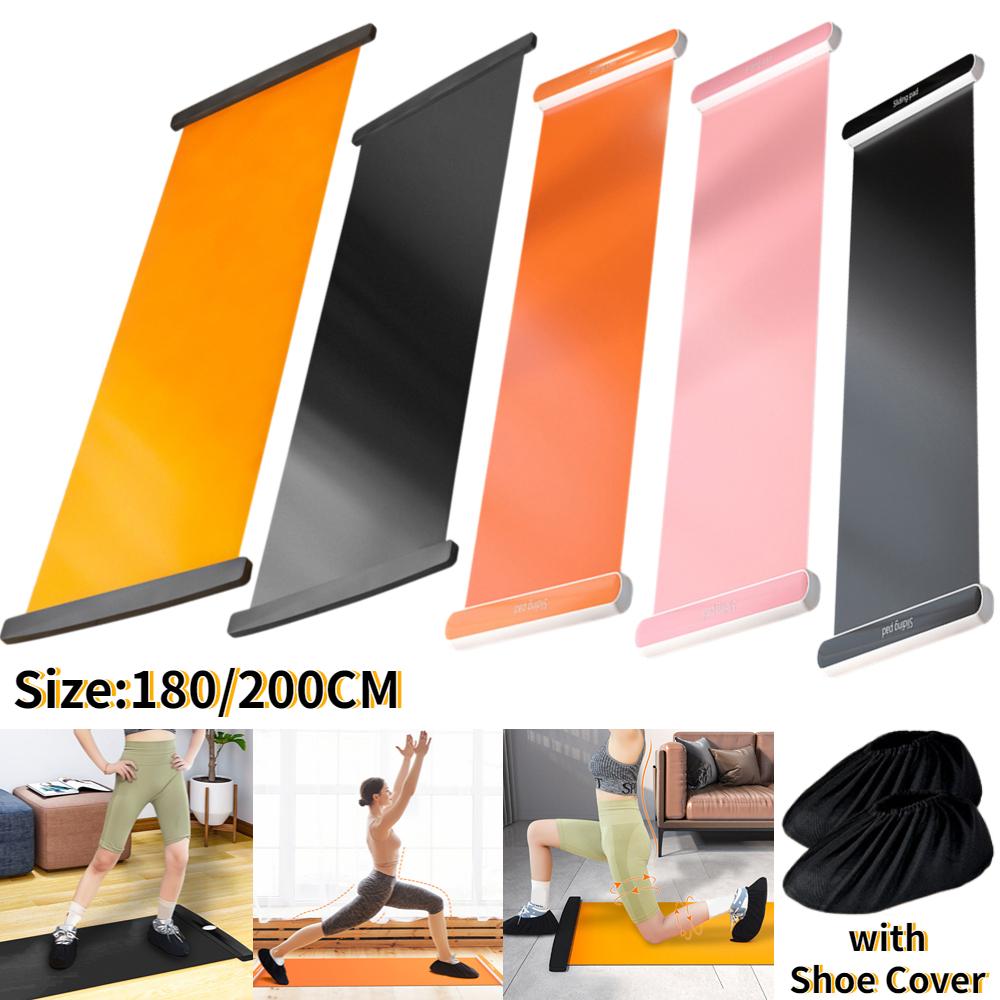 140/180/200cm Yoga Sliding Sports Sports Fitness Glide Tấm Trượt băng Trượt băng cho ICE Hockey Con lăn LEG LEG Color: B Orange 180x50cm