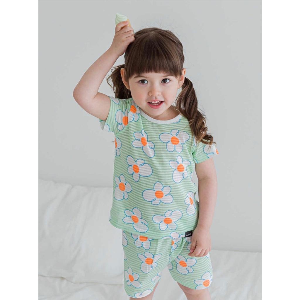 BỘ NGẮN CAO CẤP BÉ GÁI NỘI ĐỊA HÀN, CHẤT COTTON GIẤY ORGANIC, MẪU HOA