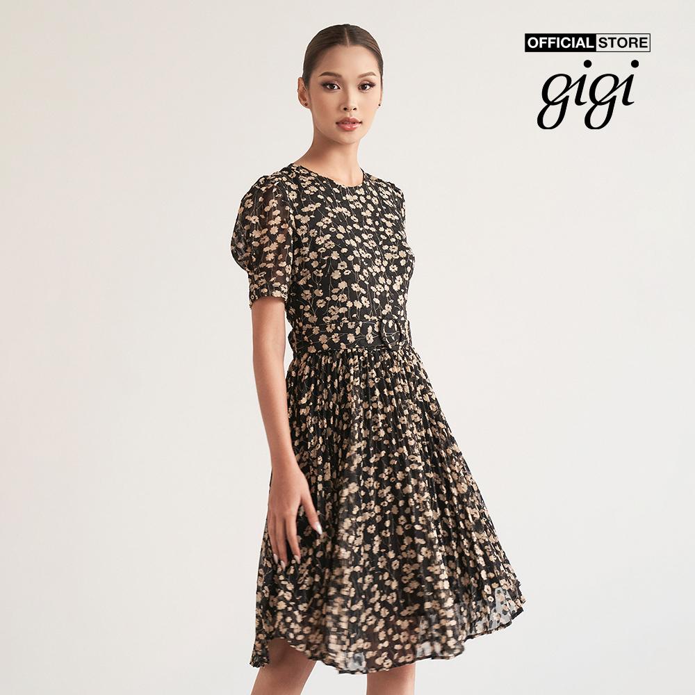 GIGI - Đầm mini hoa tay ngắn cổ tròn xinh xắn G2101D221183