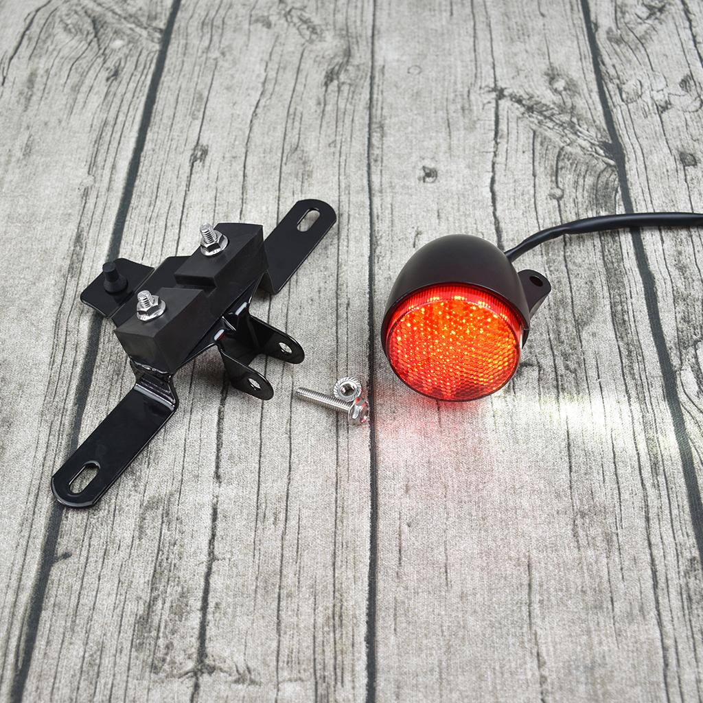 1pc Motorcycle Round Tail Lights Brake Stop Running Light License Plate Holder