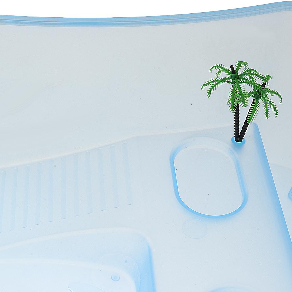 2x Plastic Reptile Terrapin Tortoise Turtle Tank Vivarium Feeding Box