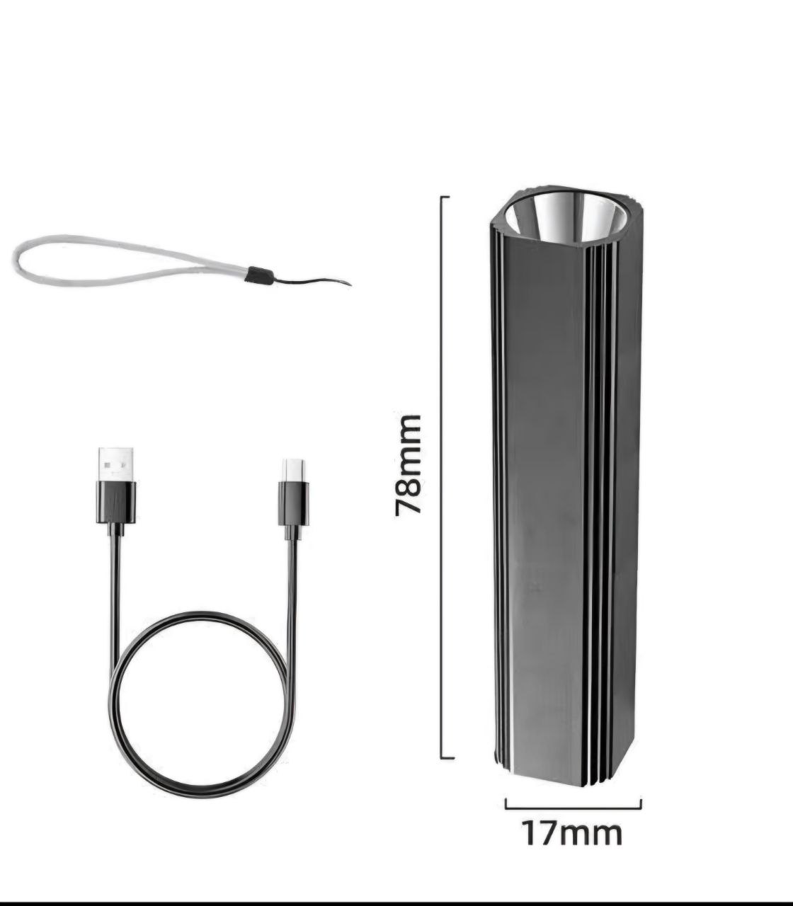 Đèn pin mini nhỏ gọn cầm tay chiếu sáng đến 2 giờ vỏ hợp kim nhôm sạc điện usb Mai Lee