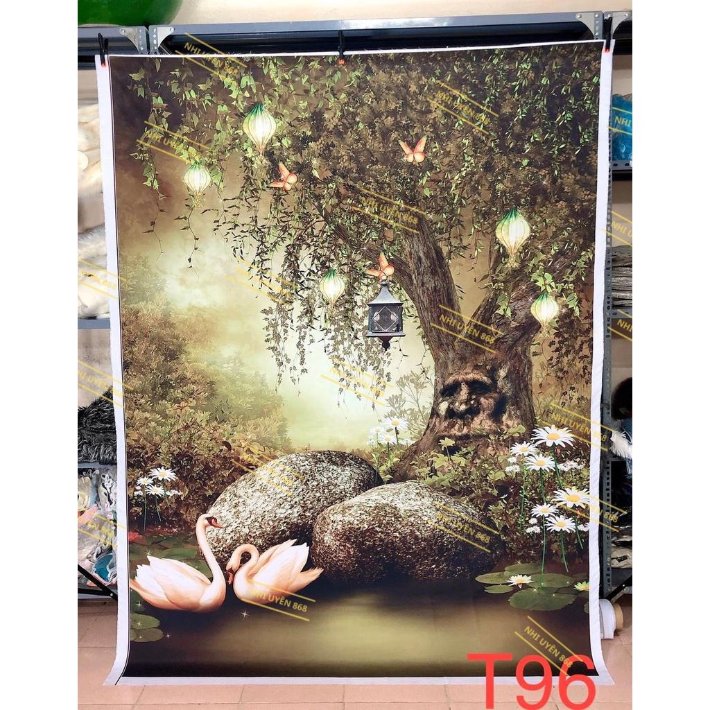 Tranh vải decor / Thảm vải treo tường / Thảm vải chụp ảnh rừng cổ tích / Chụp ảnh thiên nhiên