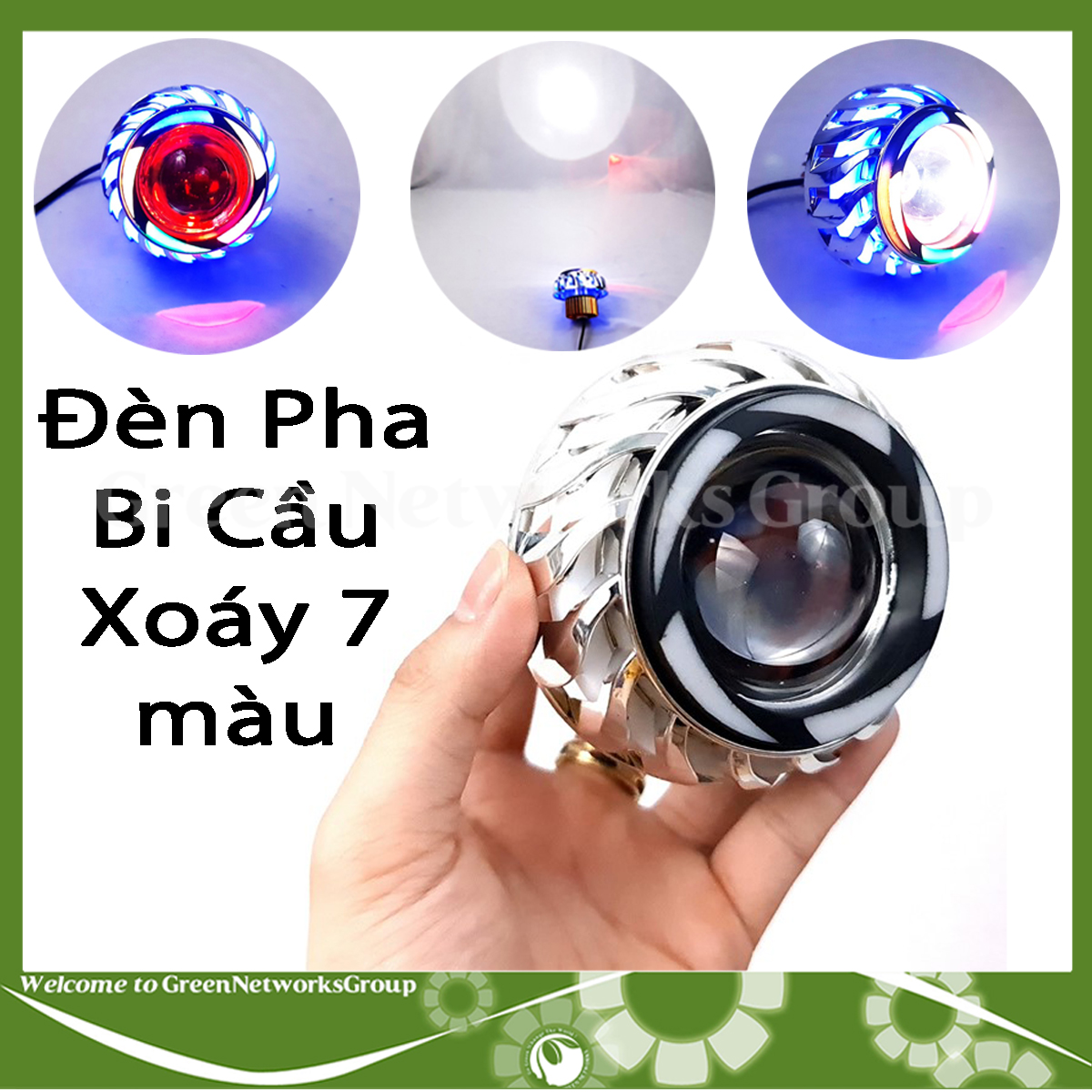Đèn pha Led bi cầu lốc xoáy vòng 7 màu Green Networks Group ( 1 Đèn )