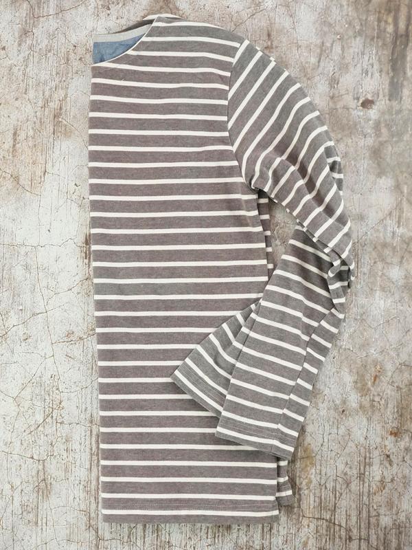 Áo Thun Nam tay Dài NAVY Organic Cotton Stripe With Boat Neck T-shirt - SIZE M
