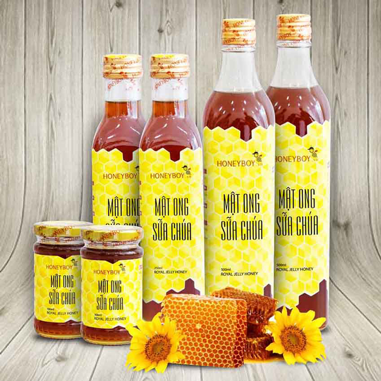 Combo Mật Ong Thiên Nhiên Honeyboy (500ml) + Phấn Hoa Thiên Nhiên Honeyboy (500g) - Tặng Mật Ong Sữa Chúa Honeyboy (100ml)