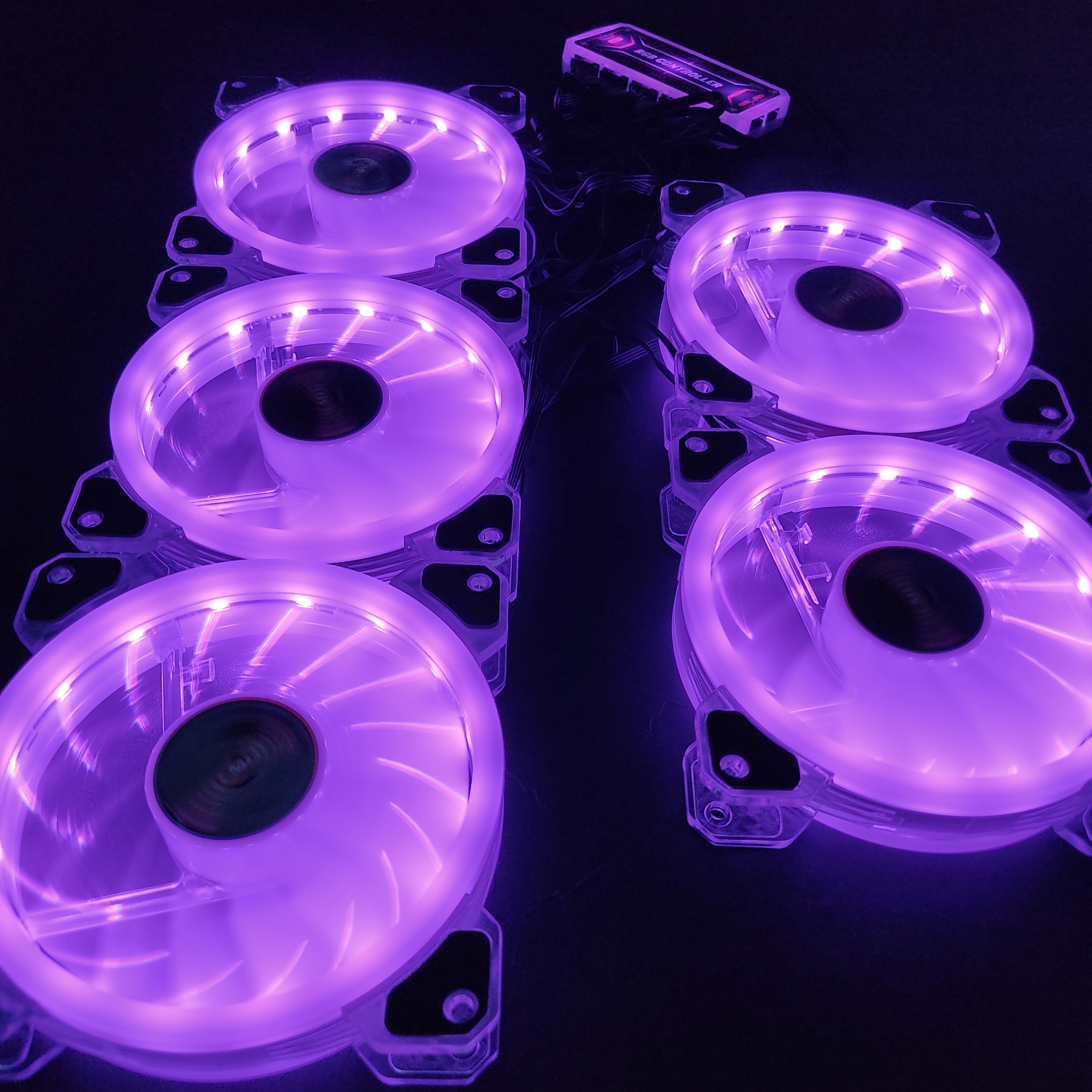 5 Quạt Tản Nhiệt, Fan Case K5 Led RGB Dual Ring, tặng kèm bộ Hub khiển Led RGB