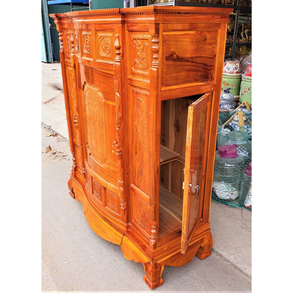 Tủ thờ gỗ tràm bụng phệ Phúc Lộc Thọ ,Tủ thờ gia tiên 1M 27