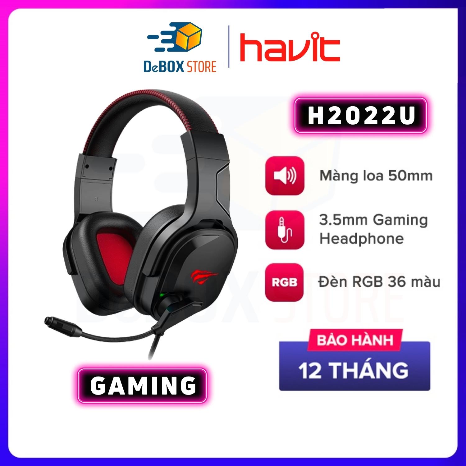 Tai Nghe Gaming Headphone HAVIT H2022U, Driver 50mm, Đèn Led RGB, Mic Khử Nhiễu - Hàng Chính Hãng