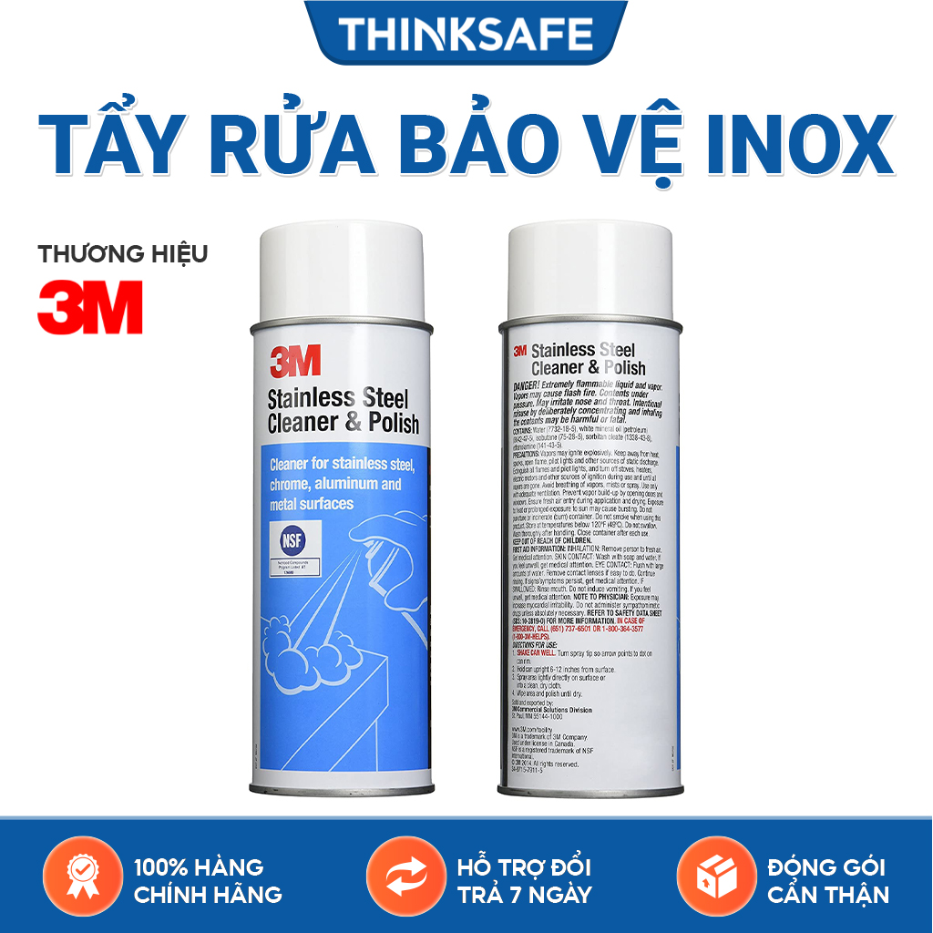 Chất tẩy rửa và đánh bóng thép Inox 3M - Stainless Steel Cleaner & Polish 126080 - Chai tẩy rửa đánh bóng làm sạch thép Inox 