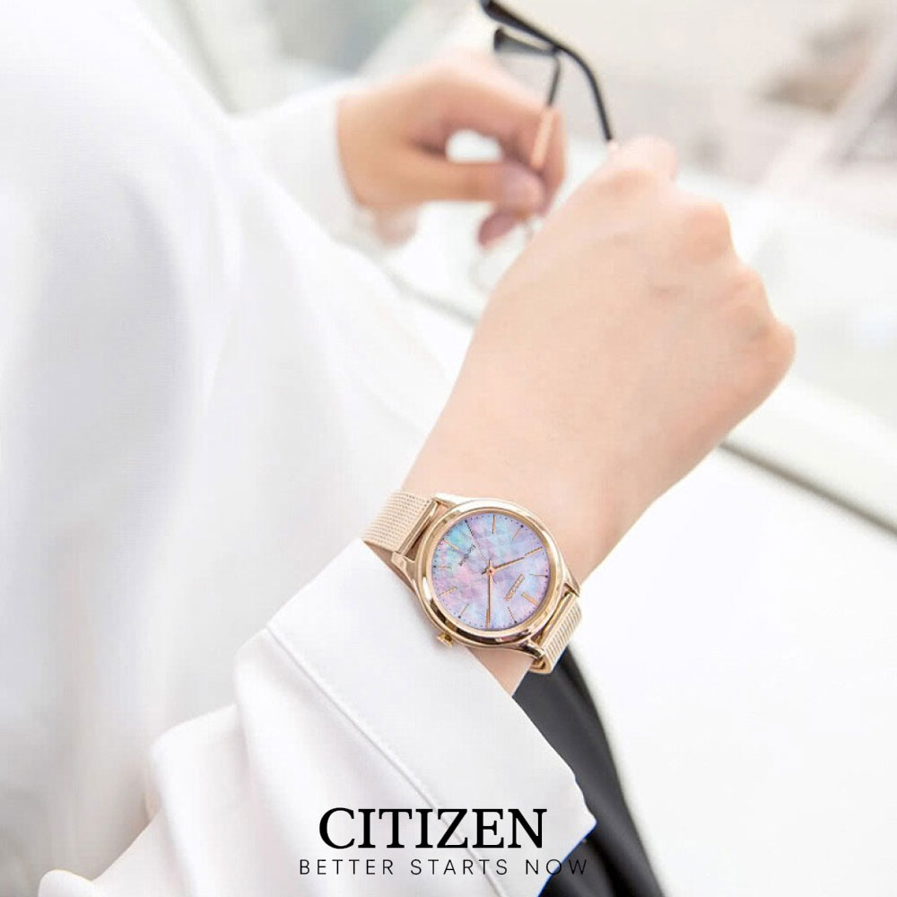 Đồng Hồ Nữ Citizen Dây Thép Không Gỉ EM0508-80Y - Mặt Xà Cừ