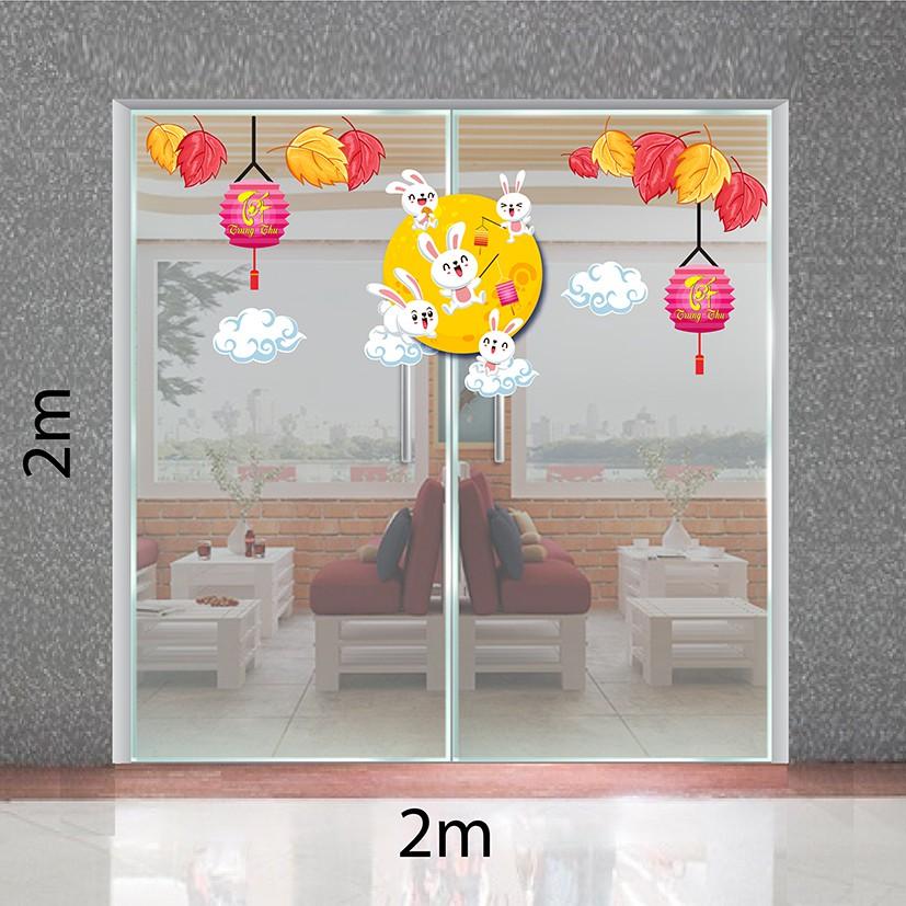 DECAL TRANG TRÍ TRUNG THU THỎ TRĂNG VUI ĐÙA TRÊN CUNG TRĂNG