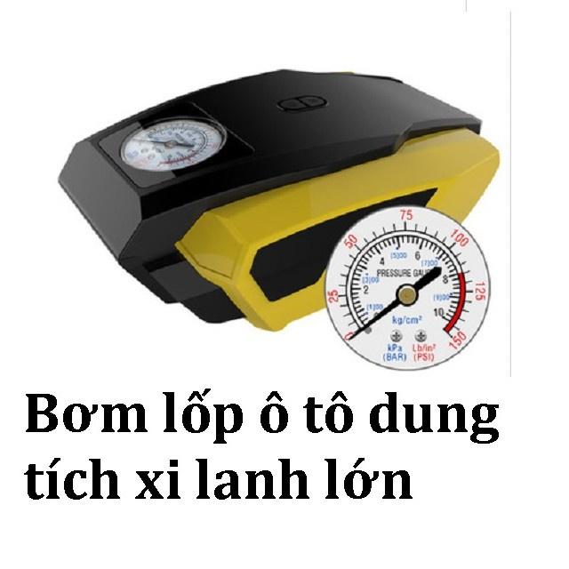 Bơm Lốp Ô Tô ĐỒNG HỒ Cơ Dung Tích XILANH LỚN Bơm Khỏe, Tích Hợp Đèn Chiếu Sáng Siêu Bền Bỉ
