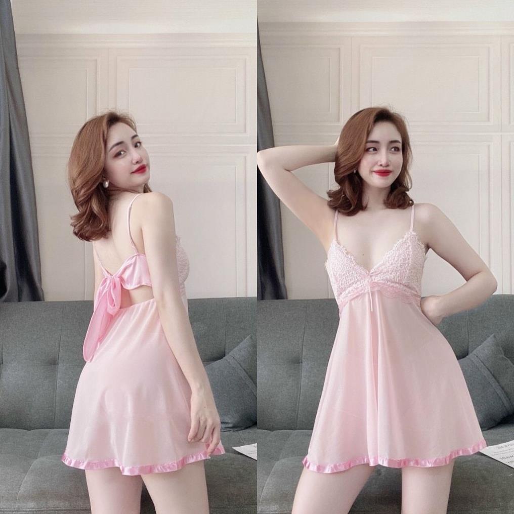 Đồ ngủ nữ️FREE SHIP️Đồ ngủ sexy lụa Chiffon phối Satin cao cấp mềm mại xinh xắn kèm hình thật shop chụp