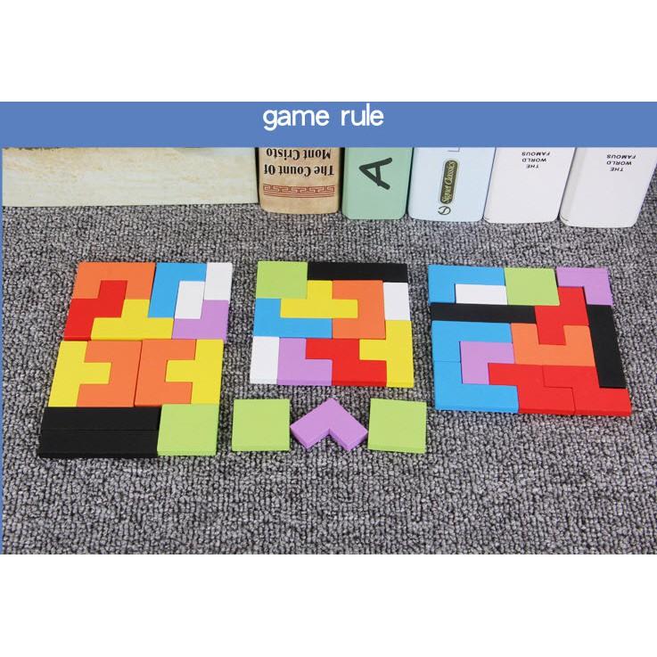 Bộ bảng gỗ ,Bộ Xếp Hình Thông Minh Tetris Xếp Gạch Gỗ Pitomio Montessori
