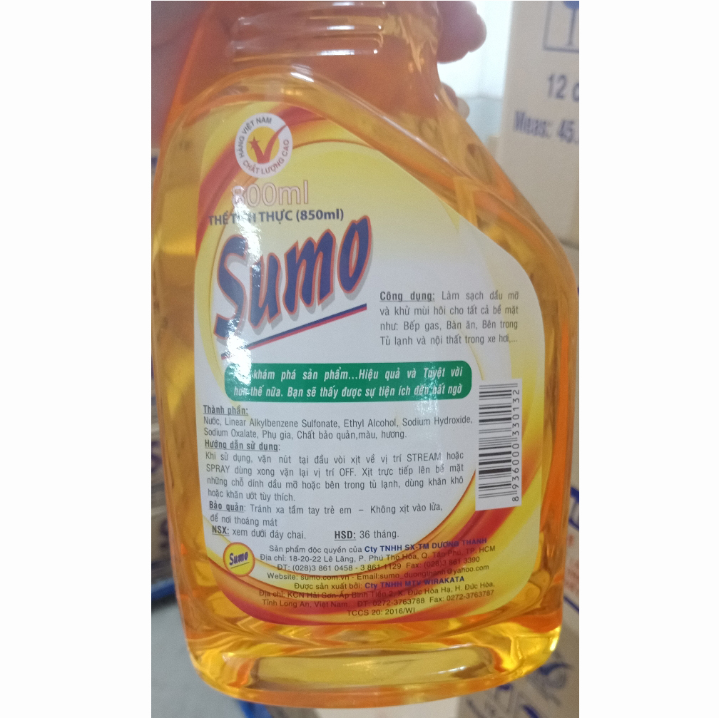 Nước Lau Bếp Ga - Tủ Lạnh Sumo 800ml Hàng Việt Nam Chất Lượng Cao Xịt Bếp Tủ Lạnh Sumo