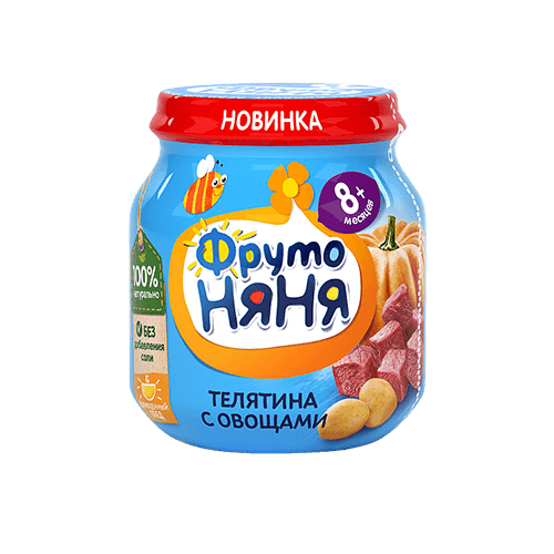 Thịt bê xay nhuyễn với rau củ  FrutoNyanya hộp 100g