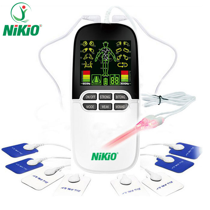 Máy Massage Xung Điện Trị Liệu Nikio NK-102 - 8 Miếng Dán Mát Xa Giảm Đau Nhức Toàn Thân Với Công Nghệ Điện Xung Mới - Đèn Hồng Ngoại Hỗ Trợ Trị Viêm Mũi Dị Ứng, Viêm Xoang - Pin Sạc Không Dây Tiện Lợi