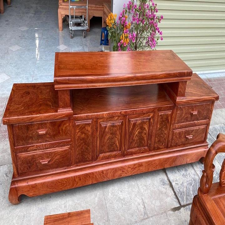 Kệ tivi vát trơn gỗ hương đá tuyển chọn vân ( Bác Duyên - Vĩnh Phúc )