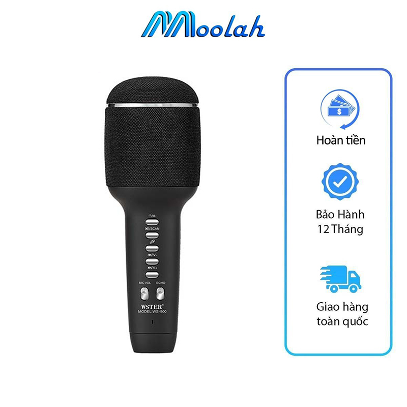 Micro Không Dây Hát Karaoke Kèm Loa Bluetooth Mini Cao Cấp WS-900 Nâng giọng cực chất Loa Bluetooth Karaoke Mini Gia Đình Có Thu Âm Có Thẻ Nhớ USB AUX Mic LiveStream Không Dây Giá Rẻ Bản Nâng Cấp