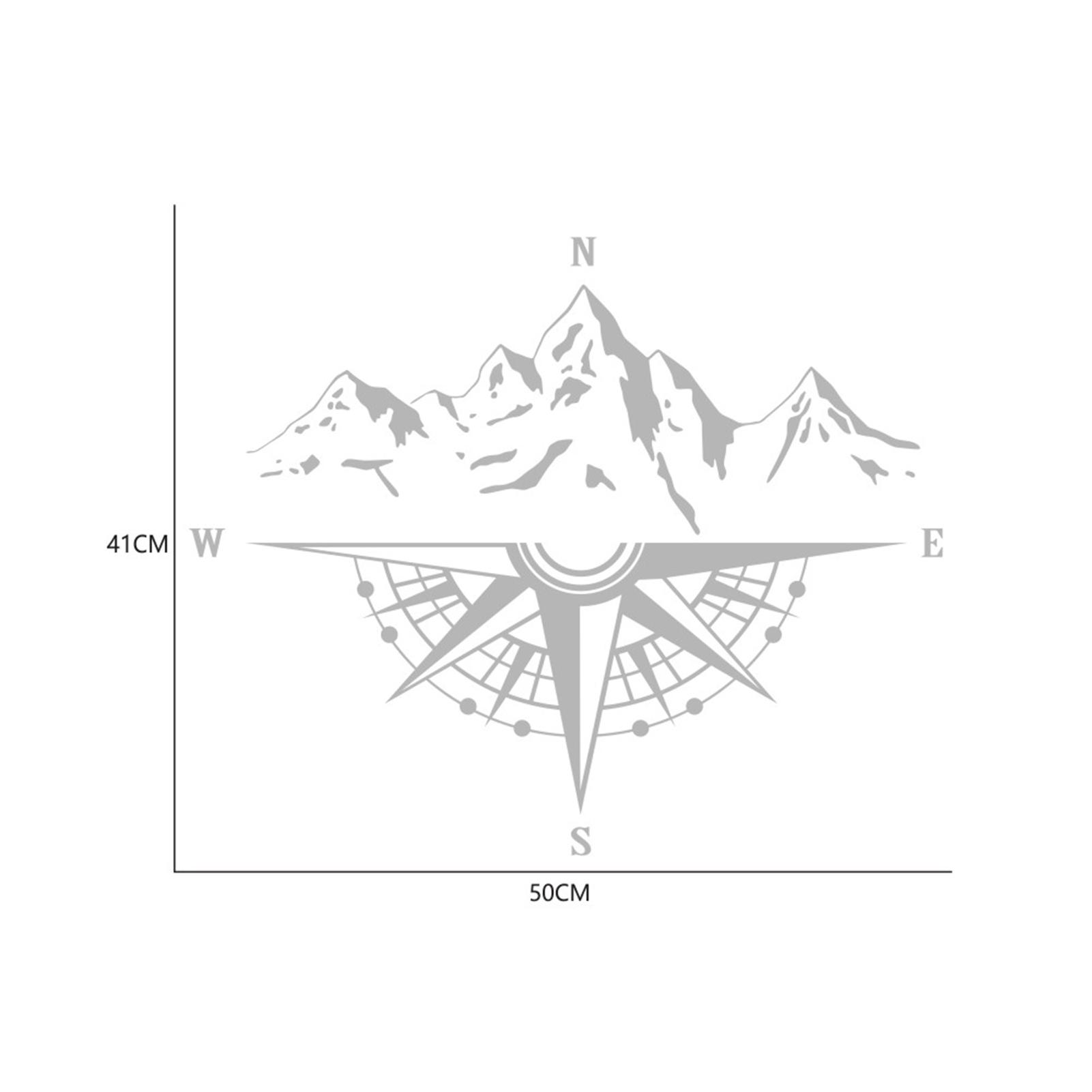 Mountain Compass Stickers, Decal for Car Hood Auto Body Side Door Compass Waterproof Sticker, Vinyl Stripe Decal Sticker