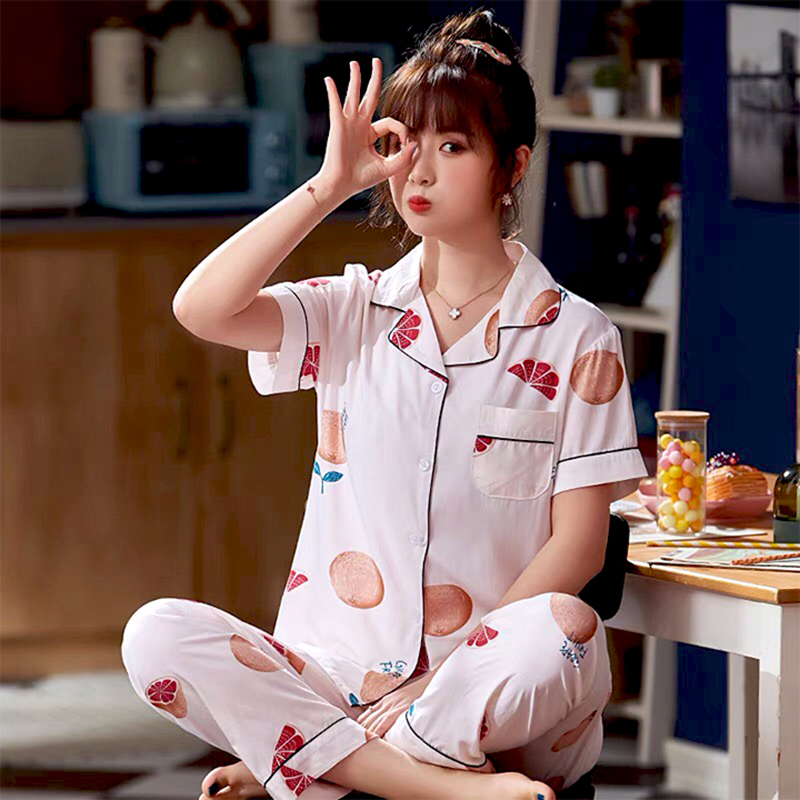 Đồ bộ ngủ nữ pijama cao cấp đồ ngủ nữ họa tiết tay ngắn quần dài Q156 - Set đồ bộ nữ - Bộ quần áo ngủ