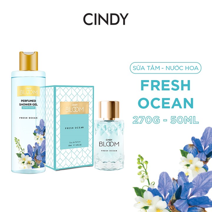 Bộ đôi sữa tắm nước hoa &amp; nước hoa nữ Fresh Ocean mùi hương năng động trẻ trung 270g + 50ml