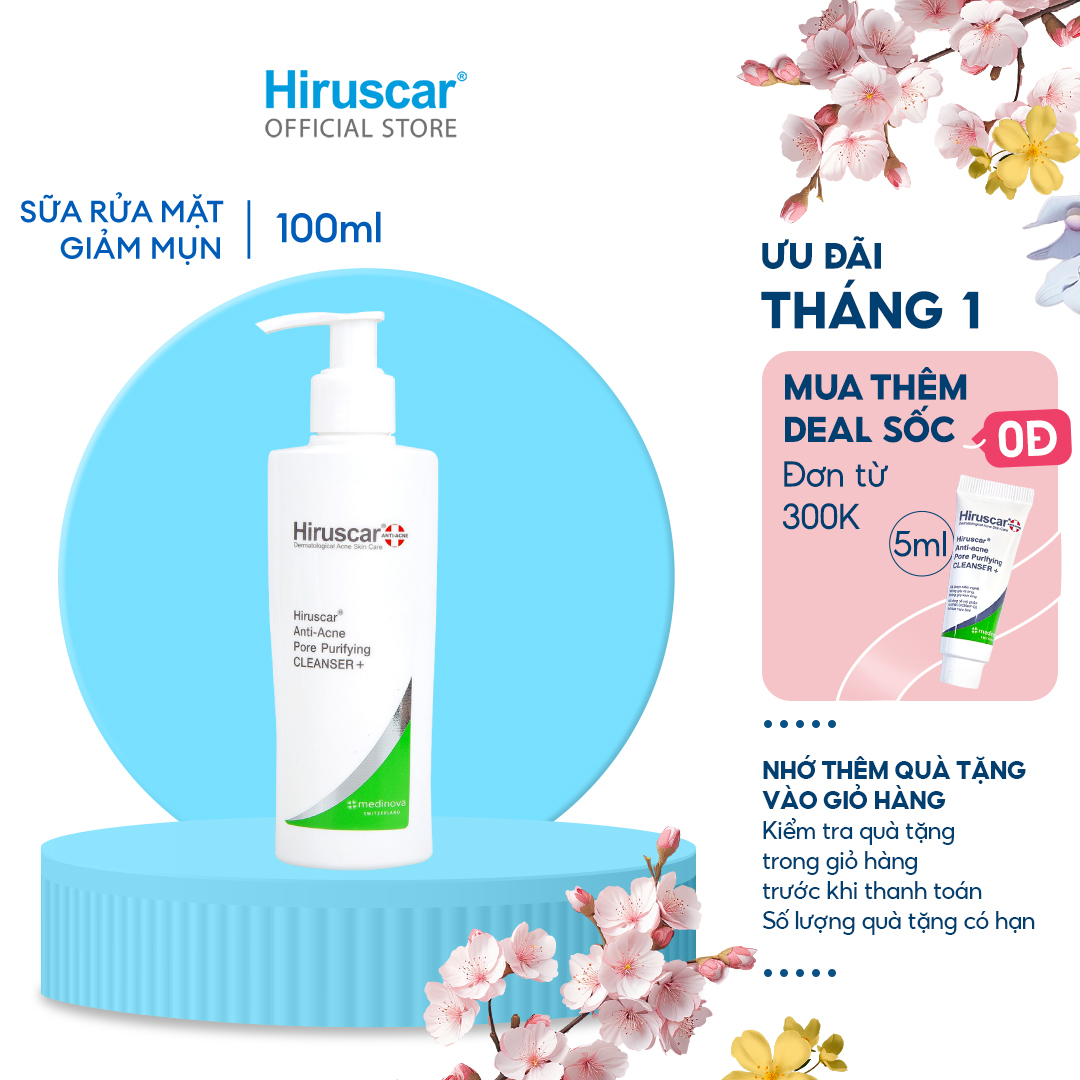 Sữa Rửa Mặt Ngừa Mụn Hiruscar Anti-Acne Cleanser + 100ml