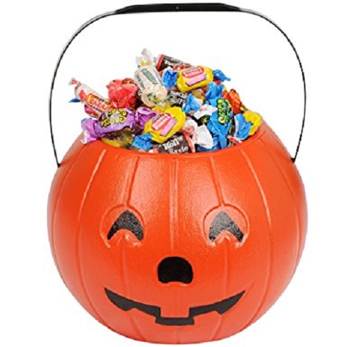 Giỏ bí ngô Halloween có nhạc và đèn 7 sắc đường kính 16cm