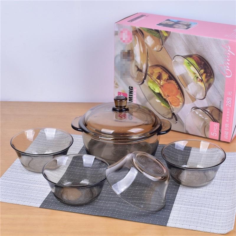 BỘ 5 MÓN NỒI & 4 BÁT THUỶ TINH CHỊU NHIỆT